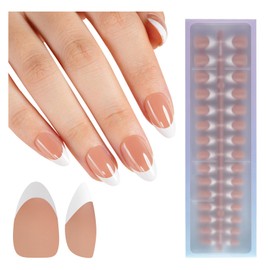 Misssix XBASICTIPS French Tip Press On Nails, 150Pcs French Gel Nail Tips Short Almond, Soft Gel Pre-shaped No Need to File 3 in 1 Nail Tips, Fake Nails for Nail Art DIY Extension Designs 15 Sizes