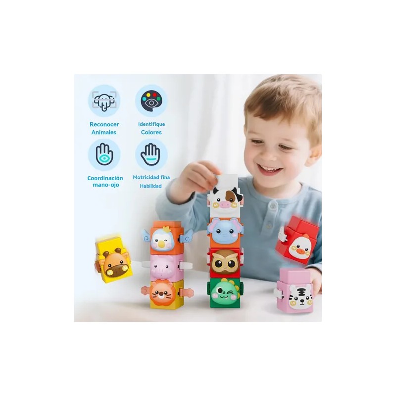 Bloques Apilables Coloridos Montessori Para Bebés 0-2a