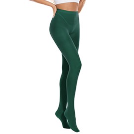 Women's 80D Opaque Tights Pantyhose Footed Run Resistant Soft Stockings for Costume Colorful Tights Cosplay Dark Green
