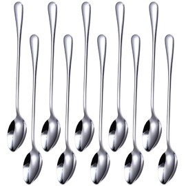 Long Handle Ice Tea Spoons, 10Pcs Coffee Spoons for Stirring Stainless Steel Long Cocktail Spoon Polished Tea Accessories for Dessert Sundae Shakes Ice Cream Spoon for Home Restaurant 7.8-Inch