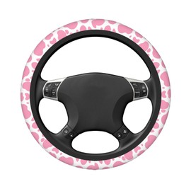 Funda de volante con estampado de vaca rosa para mujeres, hombres y niñas, accesorios de automóvil, decoración antideslizante, de neopreno, para volante de automóvil, protector universal, 15 pulgadas