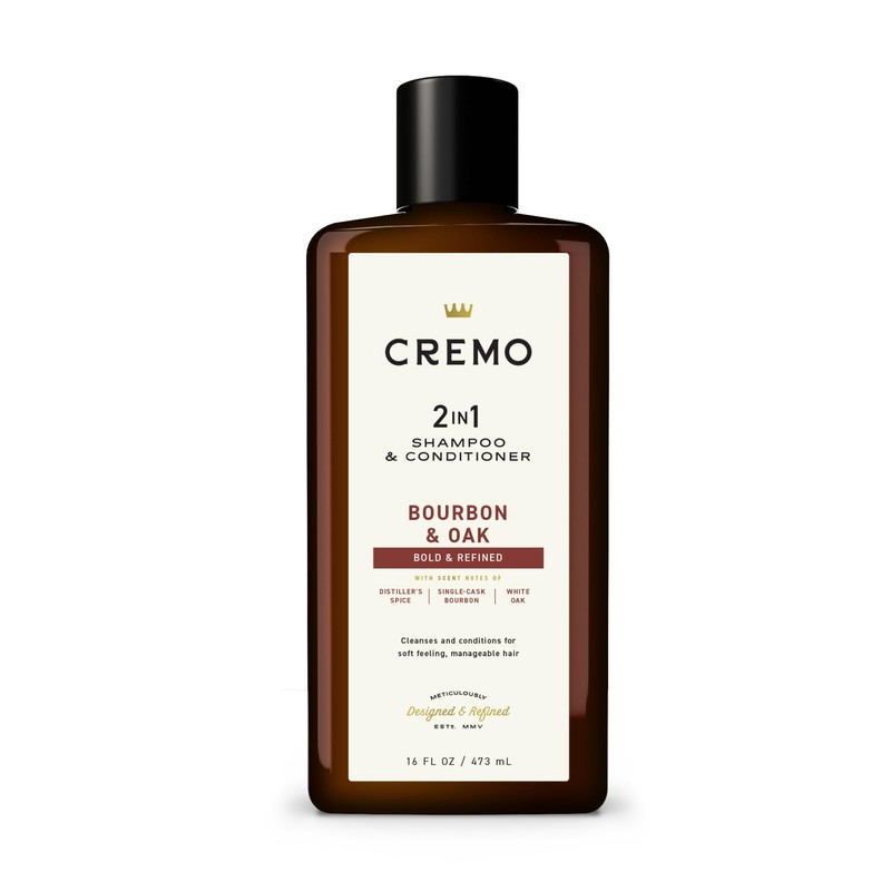 Cremo Bourbon & Oak Barber Grade 2-in-1 Shampoo & Conditioner,