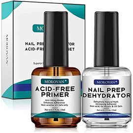 Morovan Kit de imprimación de Uñas  15ml Deshidratador y Primer sin Ácido Fuerte Adhesión, Sin Levantamiento por larga duración  Ideal para Uso