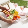 MATANA 12 White Plastic Serving Platters with Rose Gold Border,