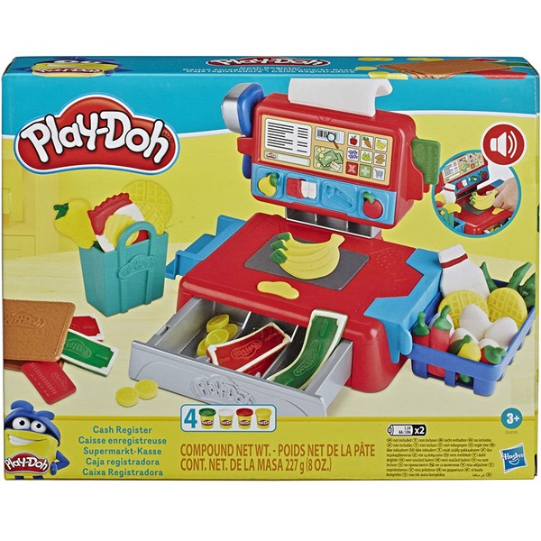 Play-Doh Cash Register Toy for Kids 3 Years and Up with Fun Sounds, Play Food Accessories, and 4 Non-Toxic Colors