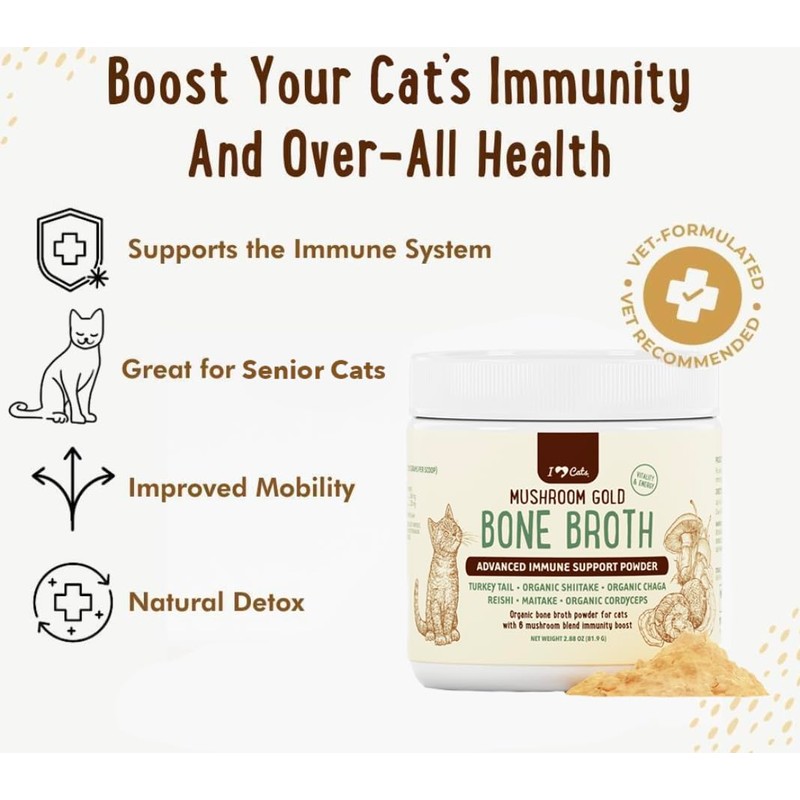 iHeartCats Bone Broth for Cats - Bone Broth & Mushroom