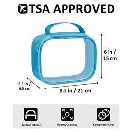 Moyad TSA Approved Clear Toiletry Bag, 1 Pack Quart Size 3-1-1 Liquids Pouch for Travel, Transparent Makeup & Cosmetic Organizer for Women Men, Blue