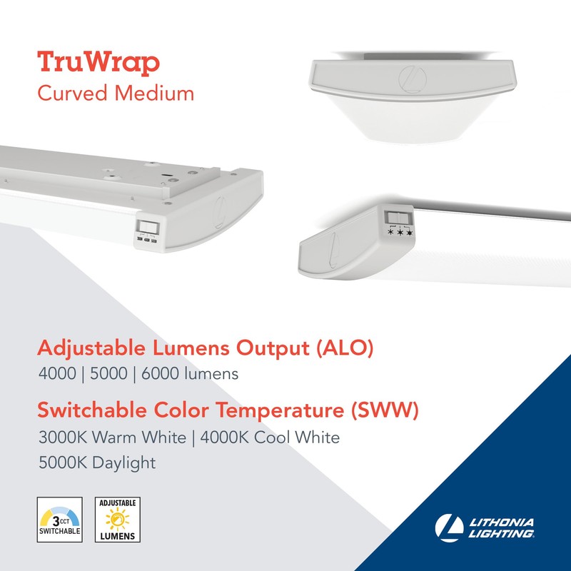 Lithonia Lighting TruWrap 4 Foot LED Ceiling Light Fixture, Low-Profile