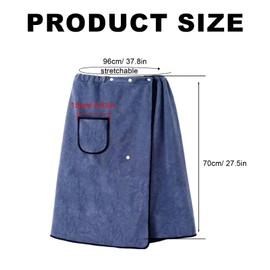 SHENGYIG Sauna kilt for men, 70 x 140 cm, sauna towel with press studs and pocket, adjustable cotton sauna skirt, elastic sauna kilt for men, towel dress for beach, pool, sauna and spa