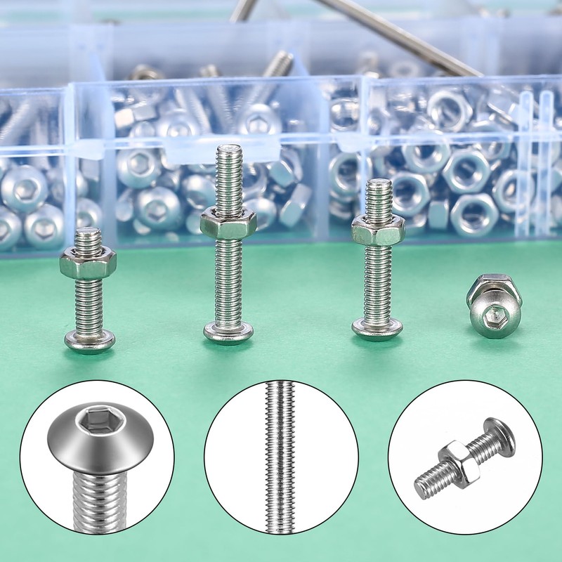 M3 Bolts Set, 500 Pcs M3 Nuts and Bolts Set,