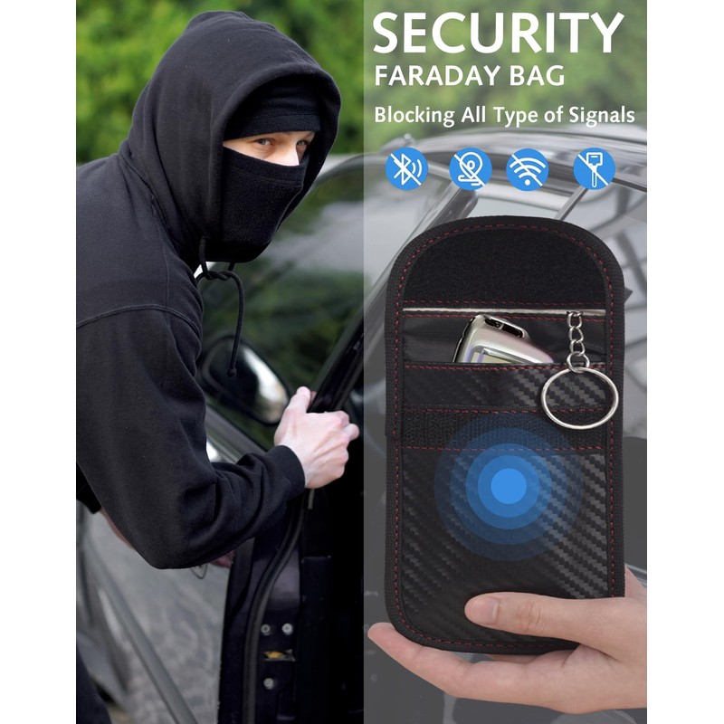 2 Pack Faraday Pouch for Car Keys, RFID Blocker Faraday