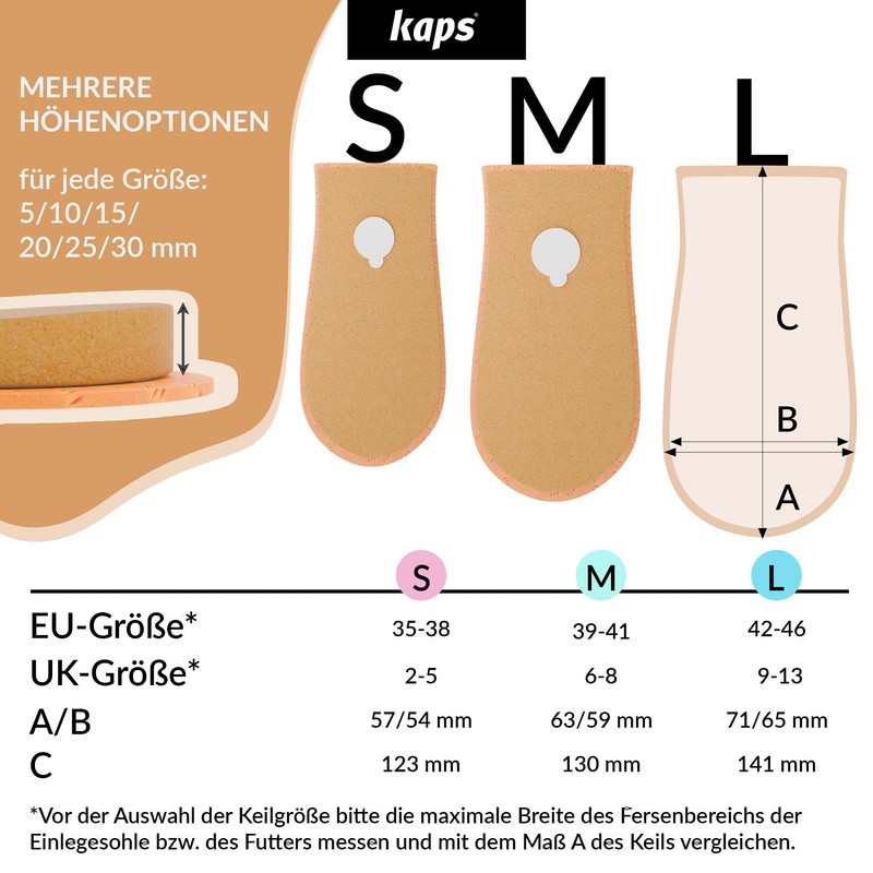 KAPS "Topmed" Insoles Heel Pad - Heel Wedges for Leg