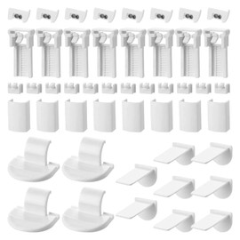 Pleated Replacement Parts Set, No Drilling Pleated Holder, Adjustable Clamping Support, Pleated Blind Klemmfix Holder for Windows, Pleated Blinds with Four Drawstring Straps (Size: 8 Kit, 48 Pieces)