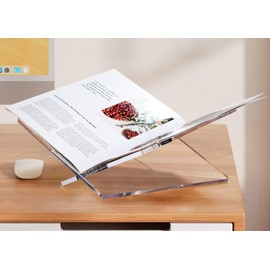 Acrylic Book Stand Large Clear Acrylic Book Holder, 12.2" x 9.5" x 5.5", Open Book Holder Stand for Display and Reading Cookbooks, Art Books, Bibles, Magazines - Home and Office