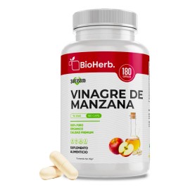 Vinagre De Manzana Madre 100% Puro 180 Cápsulas Bioherb Sabor Neutro