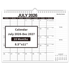 18 Month Wall Calendar 2026-2027 11x8.5 Inch, Monthly Planner Jul 2026 to Dec 2027, Thick 120GSM Paper with Stable Twin-Wire Binding for Home Office Planning