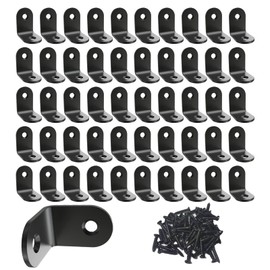 Corner Brace, L Bracket, Corner Brackets of Stainless Steel,Small Angle Support for Home Improvement, Metal Iron Braces for Wood Aufuga (Black_0.8x0.8x0.6inch_50pcs)