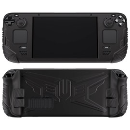 playvital Protective Case for Steam Deck, Protective Case, Non-Slip Soft Rubber Case with Back Button/Stick Caps for Steam Deck (Armor Series Black)
