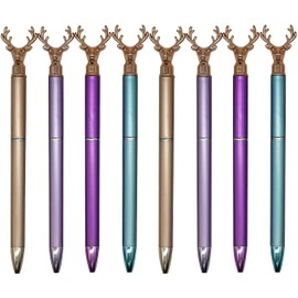 Maydahui Fashion Christmas Deer Ballpoint Pens, Set of 12, 0.5mm, Black Ink, Oil-based, Cute, Sparkle, Crystal, Stationery, Gift, Cute, Kids, Student Gift