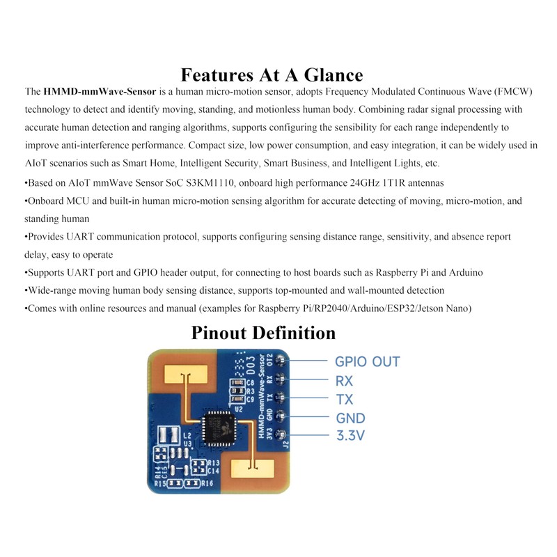 Human Micro-Motion Detection mmWave Sensor, 24GHz mmWave Radar, Based On