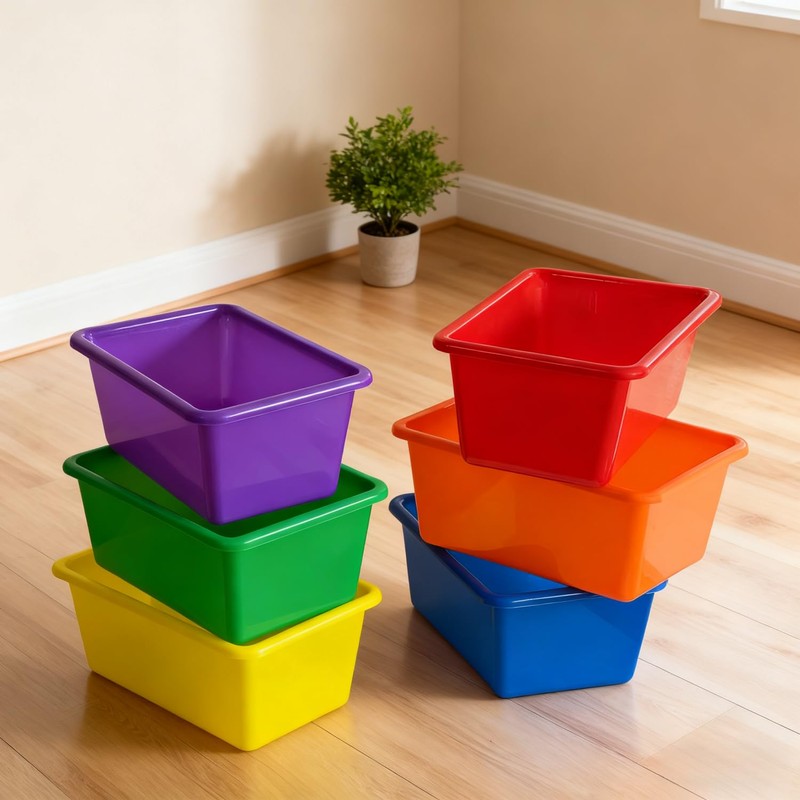 RAUVOLFIA 6 Pack Small Cubby Bin Storage Bins, Multi-Purpose Plastic