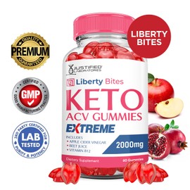 (3 Pack) Liberty Bites Keto ACV Gummies Extreme 2000MG Libertybites Keto Gummies Apple Cider Vinegar Formulated with Pomegranate Beet Juice Powder B12 Vegan Non GMO 180 Gummys