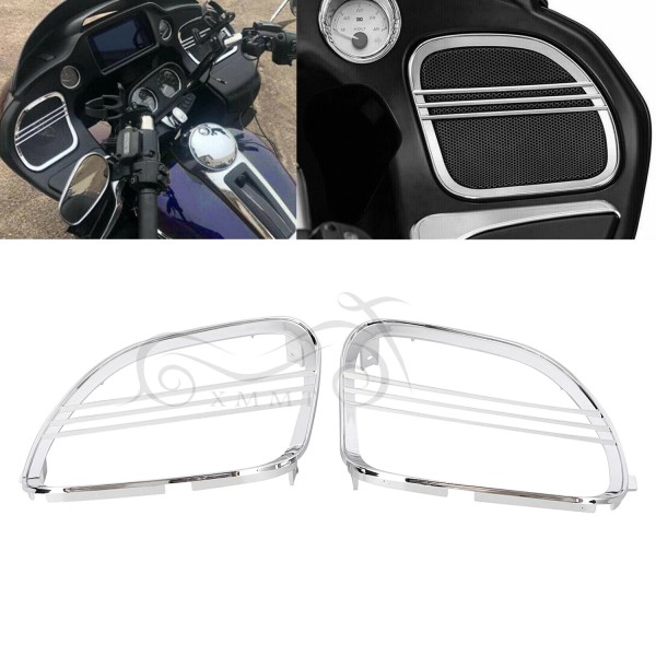 Unbranded Motor Chrome Tri-Line Speaker Grill Cover Trim Fit For
