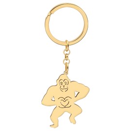 BAMAY Stainless Steel Funny Gorilla Keyring Wallet Car Key Couples Monkey Keyring for Women Girls Charms Gifts, Gorilla Gold-Plated, M