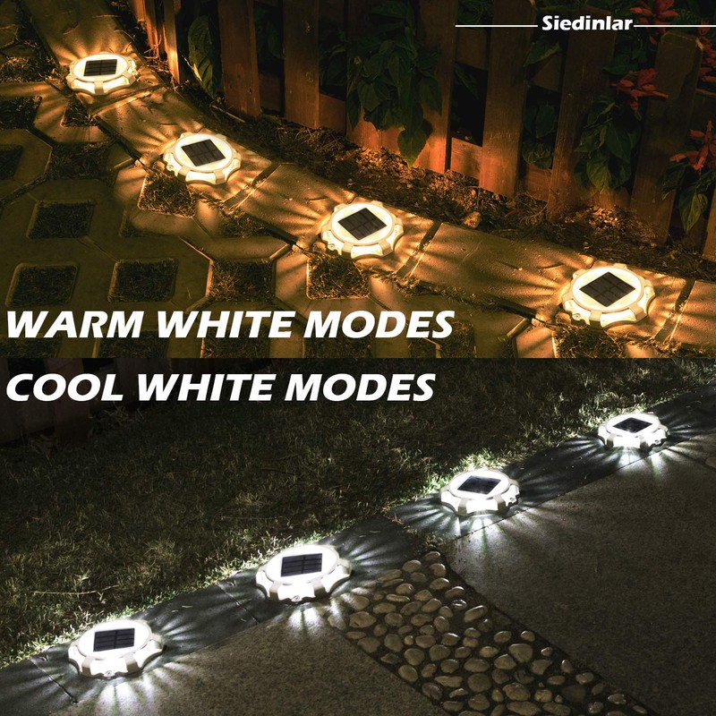 Siedinlar Solar Deck Lights Outdoor 2 Modes LED Dock Driveway