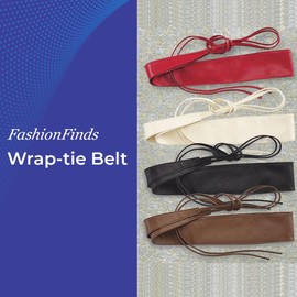 Wrap-tie Belt for Women, Soft Faux Leather Obi Belt, Cinch For Dress, Wrap Around Wide Waistband