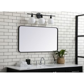 Elegant Decor Evermore 22x40 Soft Corner Metal Rectangular Mirror in Black