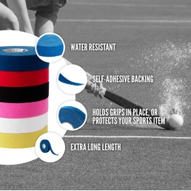 Raquex Fabric Tape for Sports: Hockey Sticks, Tennis, Squash or Badminton Rackets, Skipping Ropes and More.Water Resistant, Strong and Provides a Natural, Increased Grip (Blue)