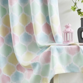 Ronaldecor Kids Blackout Curtains 63 Inches Long for Juvenile Bedroom Moroccan Geo Window Curtain Panels Insulated Soundproof Grommet Top Window Treatments Sets, 52x63,Pink（2panels）