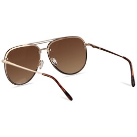 ANDWOOD Oversized Aviator Sunglasses for Women Men Big Large Rimless Metal Frame with Spring Hinges Sun glasses Brown Shades