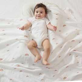 JELLYMONI Muslin Swaddle Blankets for Unisex, 2 Pack Newborn Receiving Blanket, Large 47 x 47 inches Soft Breathable Muslin Baby Blanket for Newborn Boys & Girl