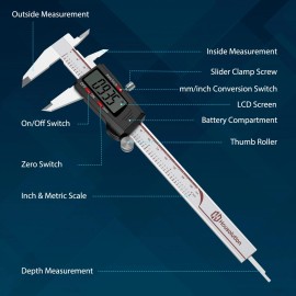 Housolution Digital Caliper 6 Inch, Caliper Measuring Tool with Large LCD Screen, Inch/MM