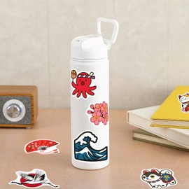 Japanese Traditional Culture Stickers, 50 Pcs Vinyl Waterproof Japan Travel Decal for Laptop Water Bottle Phone Car Window Bike Motorcycle Stakeboard Scrapbook