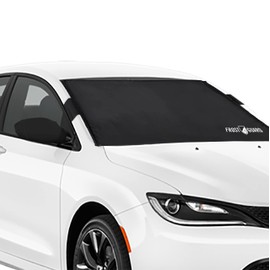 FrostGuard Plus | Winter Windshield Cover for Ice and Snow, Standard Size (Black) - Built-in Security Panels, Wiper Blade Coverage + Mirror Covers - Fits Standard Size Cars, 59 x 41 Inches