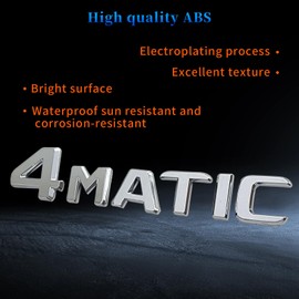 Knomix 3D Car 4MATIC Logo ABS Letter Emblem Decal for Car Side Fender Rear Trunk Emblem Badge Chrome Decal Sticker Compatible for All Mer-CED-ES-Be-nz Accessories (Silver)