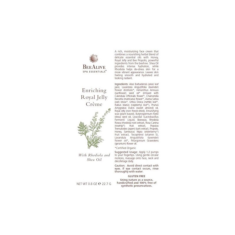 BeeAlive Spa Essentials Enriching Royal Jelly Creme (All-Natural)