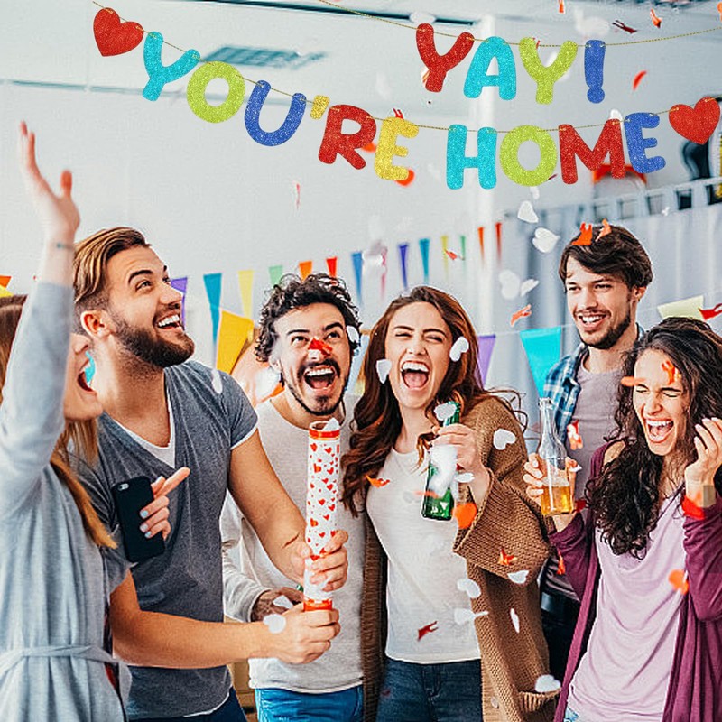 Yay You're Home Colorful Welcome Banner Set, Welcome Home Decorations