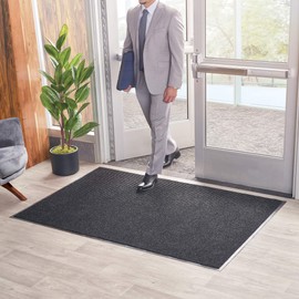 Consolidated Plastics Brush Dry Indoor/Covered Outdoor Entrance Floor Mat, 2' Width x 3' Length, Charcoal