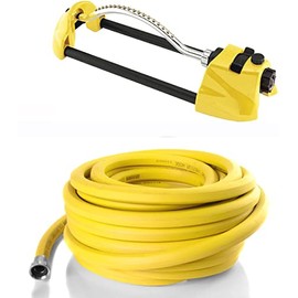 Dramm Yellow ColorStorm 50' x 5/8" Garden Hose with Yellow ColorStorm Oscillating Sprinkler (Bundle, 2 Items)