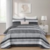 Dobuyly Grey Queen Quilt Set, Boho Bedspread Queen Size, Striped