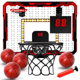 Mini Basketball Hoop, Indoor Basketball Hoop With Lighted Electronic Scoreboard And 4 Balls, Indoor Toy Christmas Gifts - Color: purple