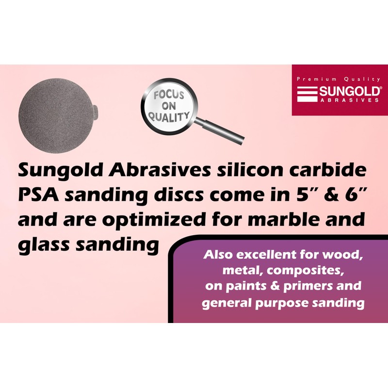 Sungold Abrasives 020051 5" 60 Grit Psa Sanding Discs Silicon