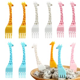 ROLMZJX 12 Pieces Lovely Animal Food Fruit Picks Forks Set,Animal Food Picks for Kids,Dessert Toothpick Sticks,Reusable Plastic Forks,for Kids Dessert Fruit Pastry, Family, Restaurant and Party