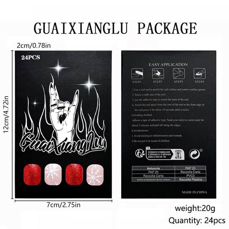 Christmas Press on Nails Square Short Fake Nails Pink False