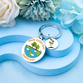 Davrock Earth Day Gifts Earth Day Decorations Environmental Keychain Party Favors Save the Planet Key Ring