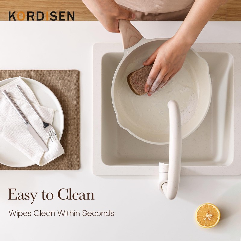 Kordisen Nonstick Ceramic Frying Pan Set, 3 Piece Ceramic Skillet